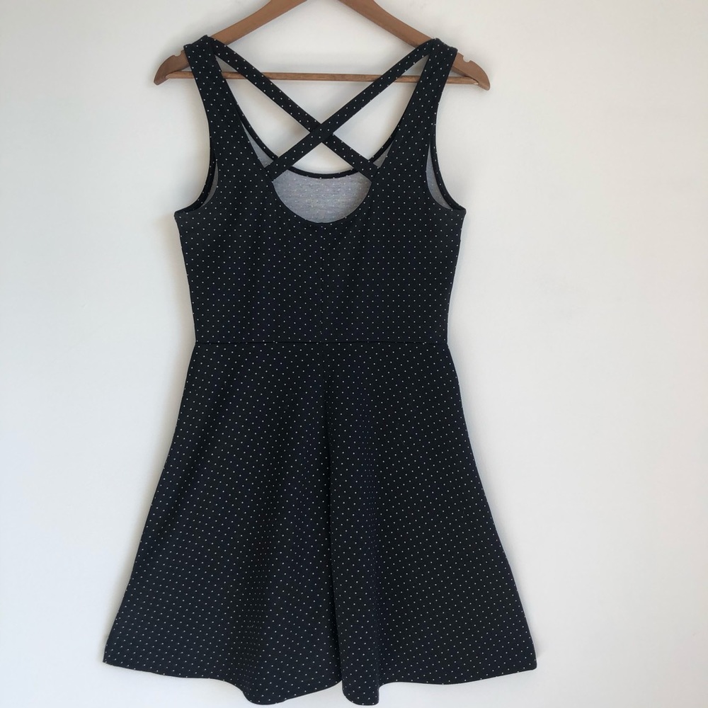 H&M Black Polka Dot Cross Strappy Skater Dress, S - Picture 13 of 16